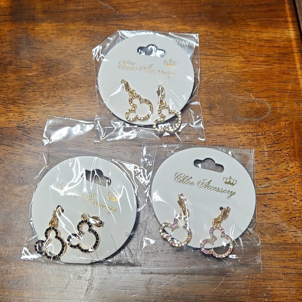 NWT 3 Pair of Mickey Disney Inspired Earrings